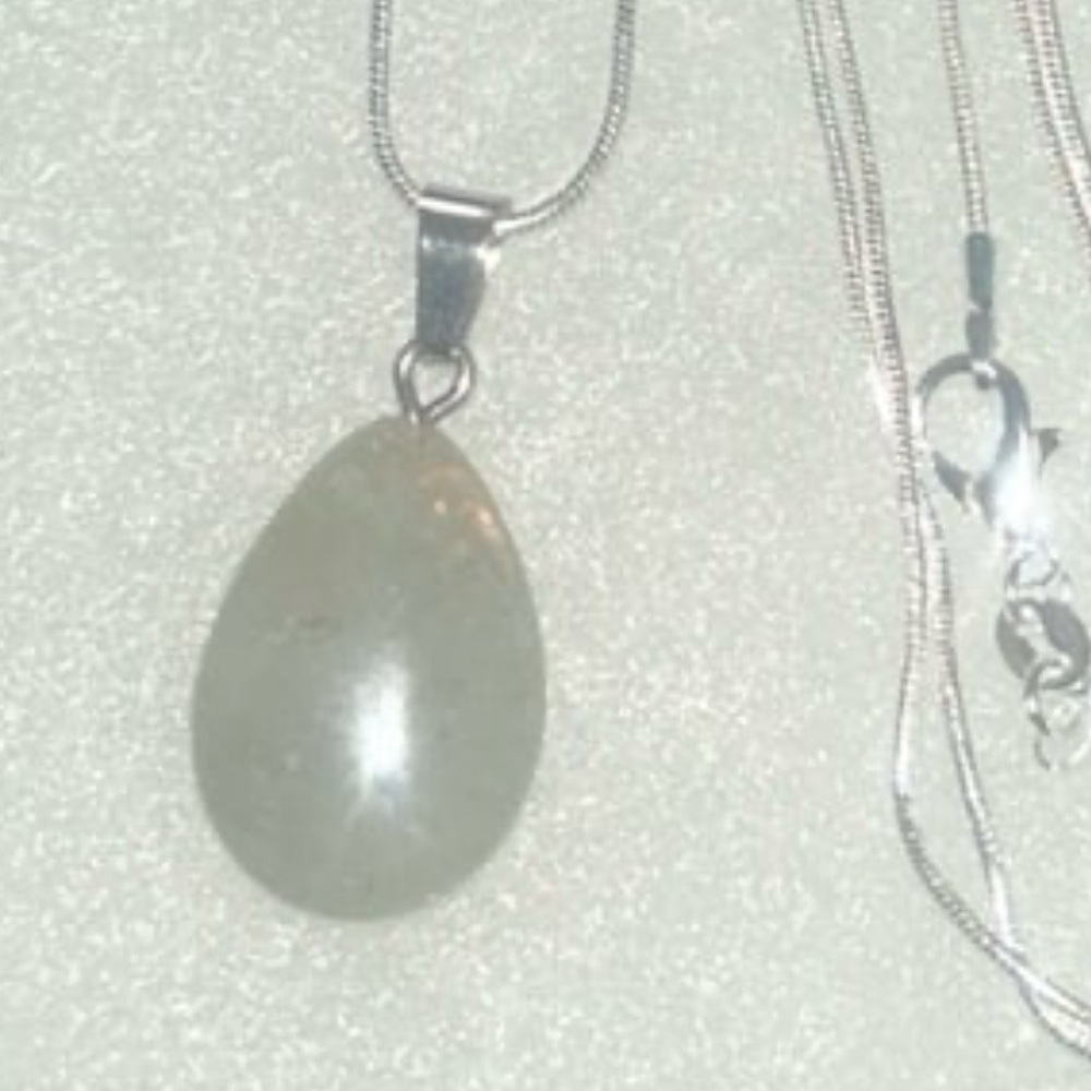 Boho hippie Ghost Crystal Natural Silver Necklace 24”